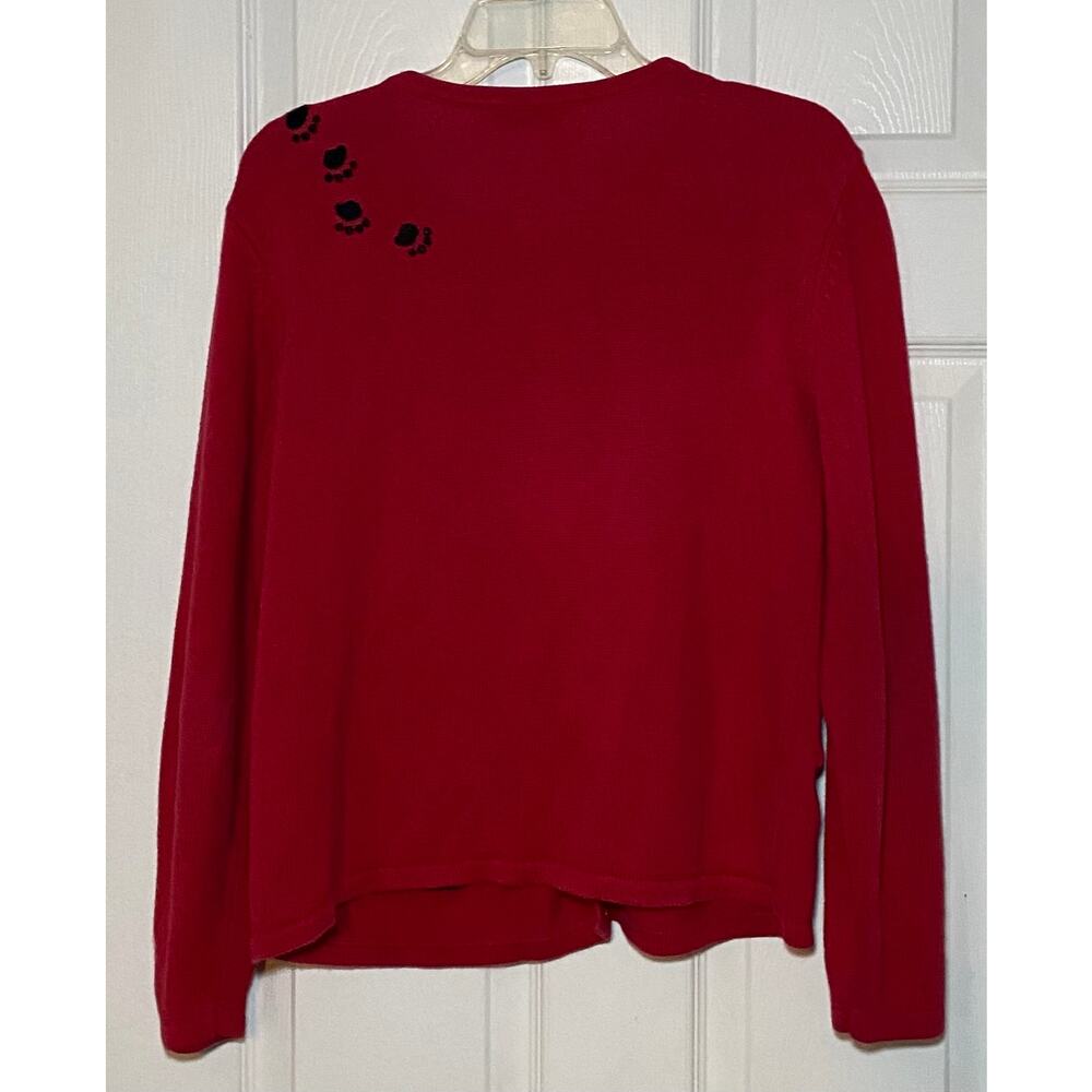 Vintage Marisa Christina Classics‎ sweater. Red with cat and prints. Size large.